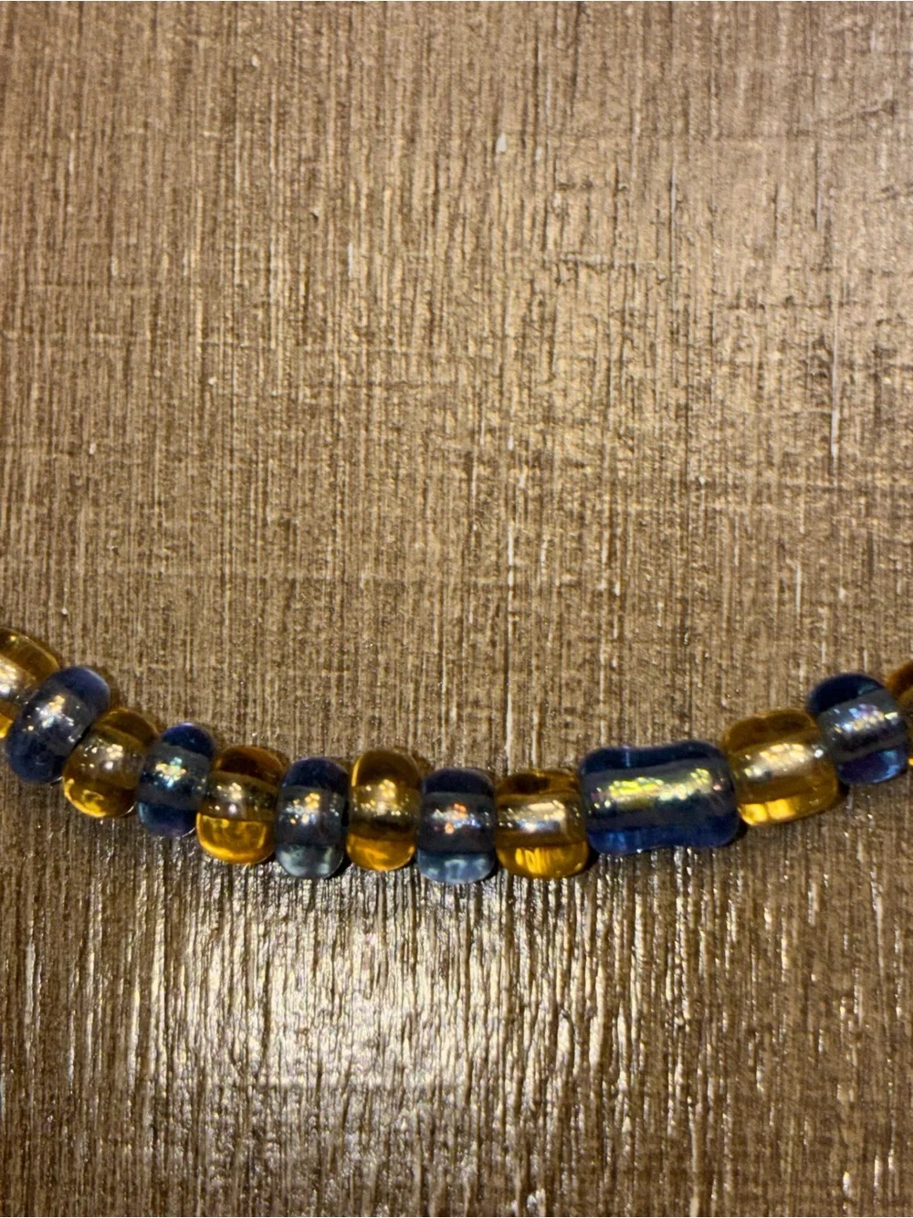 Handcrafted Blue and Gold Glass Bead Bracelet - Women Jewelry